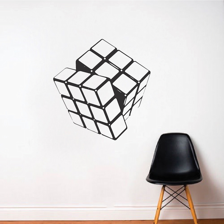 Rubiks Cube Vinyl Wall Decal, Puzzle Wall Vinyl, Kids Toys Wall Stickers, b01
