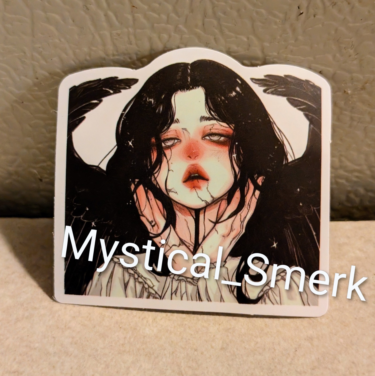 Haunted Doll Active Spirit Demon Girl With Horns Death Black Wings Sticker 1 Pc