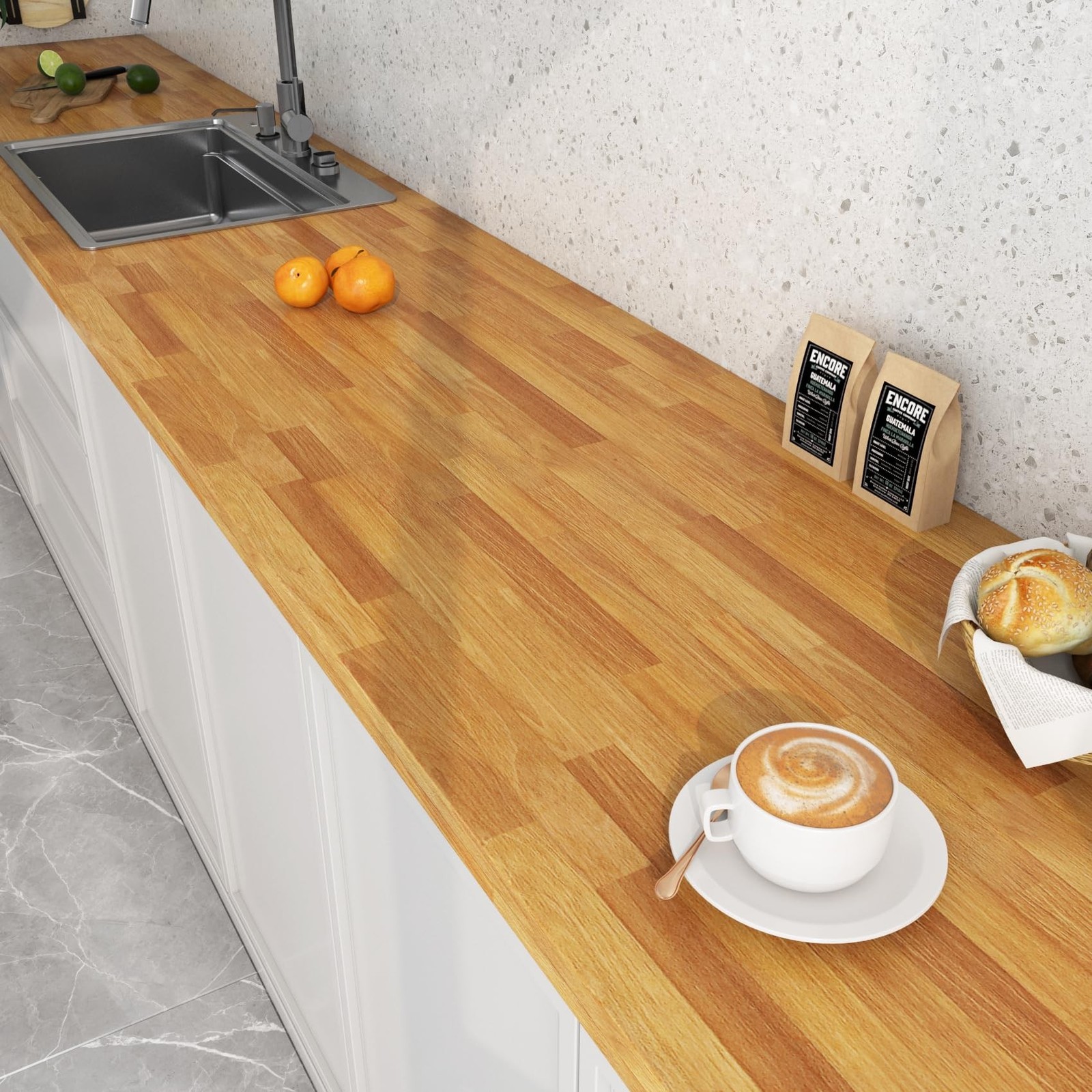 LACHEERY Butcher Block Countertop Contact Paper 160 x 36 Inch Extra Wide Peel…