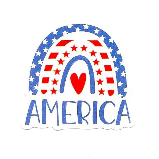 America Rainbow Vinyl Sticker USA Patriotic Heart Stars Stripes Souvenir