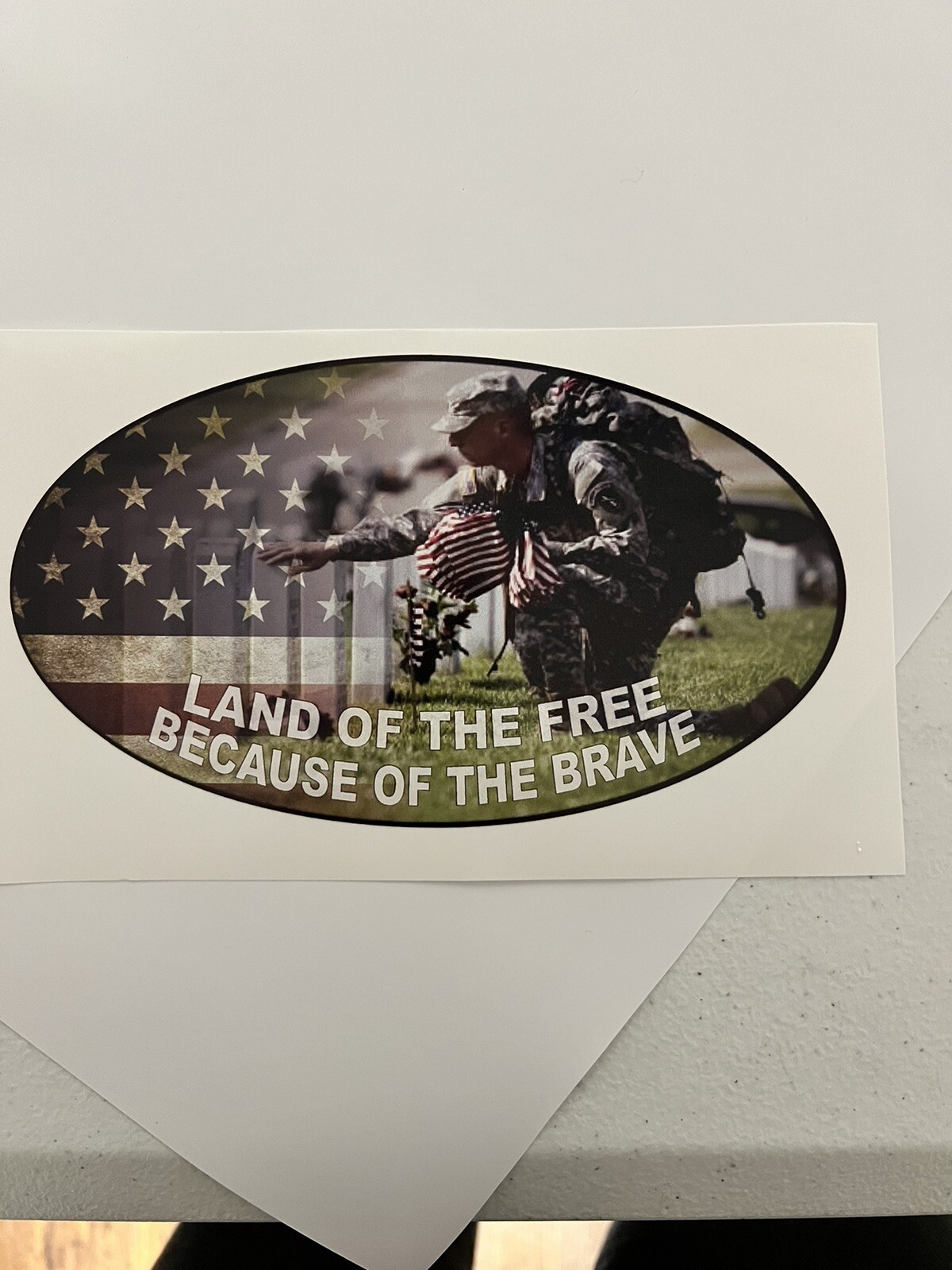 Home Of The Free Because Of The Brave Decal 4×7 Air Egress Vinyl
