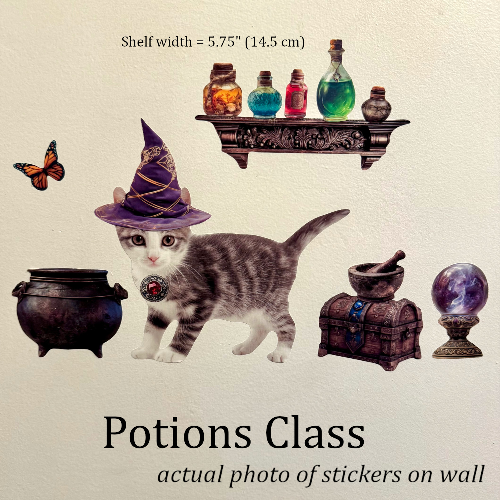 Fantasy Kitten Wall Decal Stickers, v4 Standard Set, EZ Peel & Restick, No-Rip