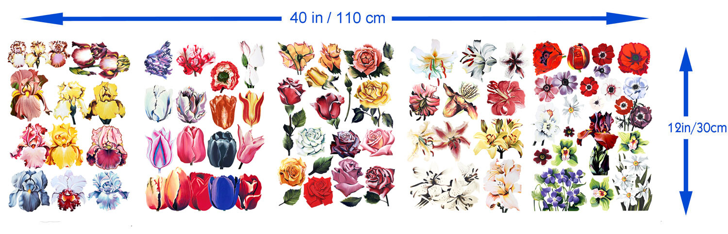 Vinyl Wall Stickers/VINTAGE BEAUTIFUL FLOWER MIX/Waterproof, Outdoor, Wall-Safe