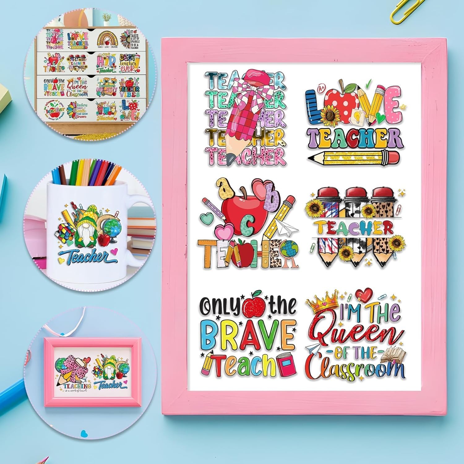Leopard Print UV DTF Cup Wraps – 20 Sheets Teacher Stickers