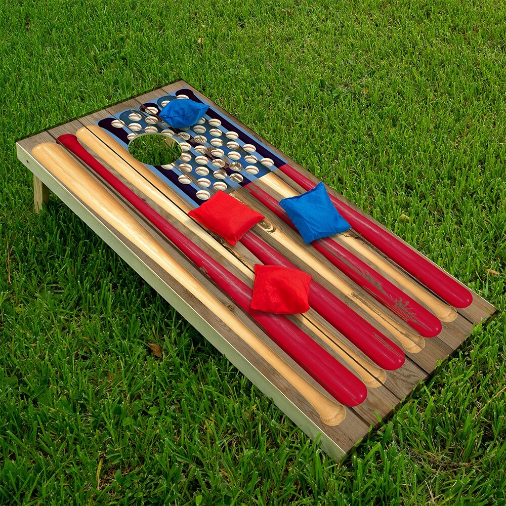 American Flag Baseball Tailgating Cornhole Board Wraps and Decals Vinyl Sticker