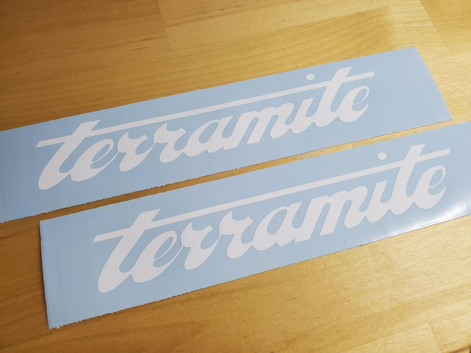 terramite Decals Stickers Gloss white 10" (2) Fast USA