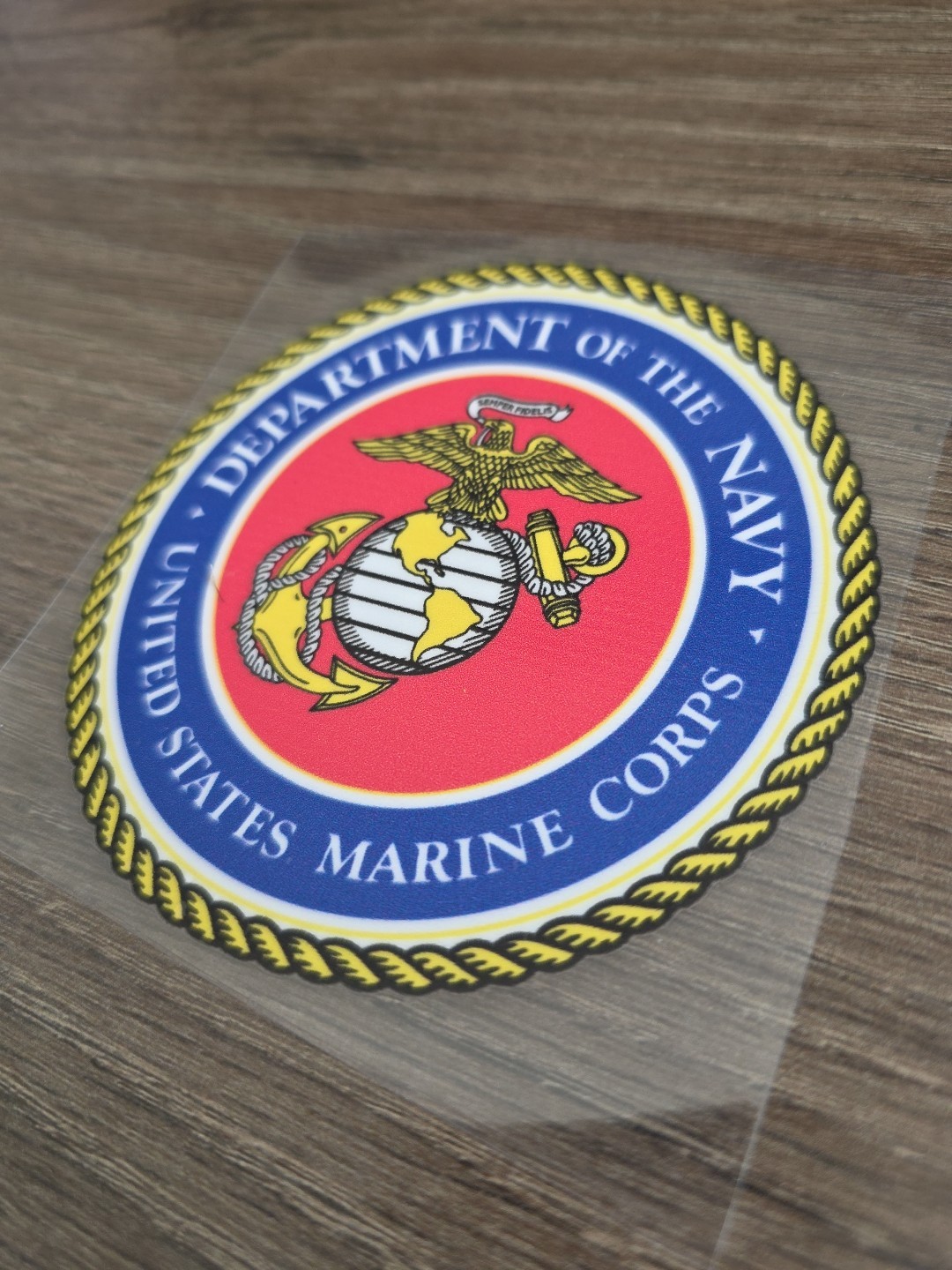 US Marine Corps Official Seal Raised UV DTF Sticker Decal Full Color 4 In X 4in