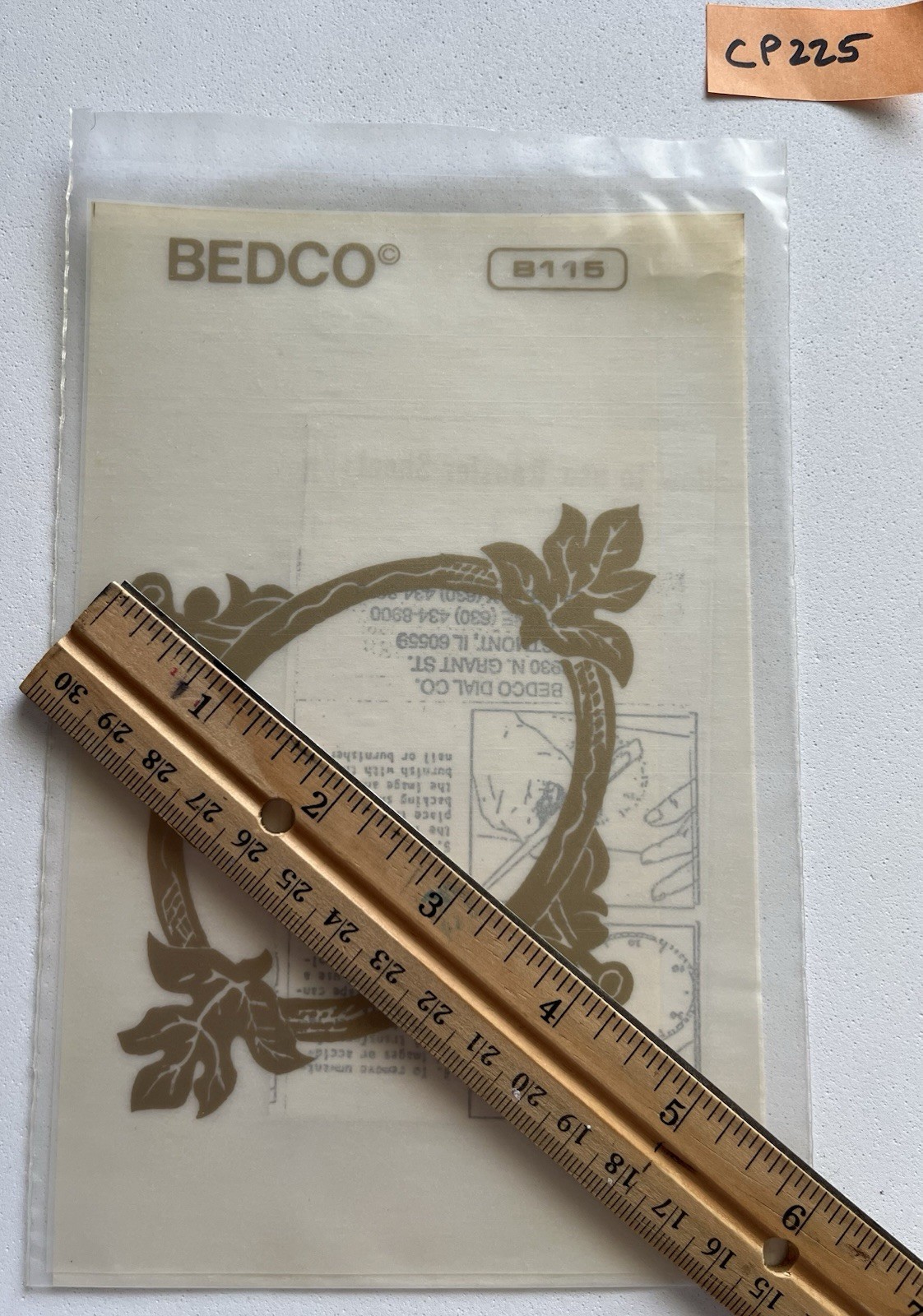 BEDCO B115 Ornate Oval Leaf Transfer ~5.25”x 4-5/16” CP225 NOS