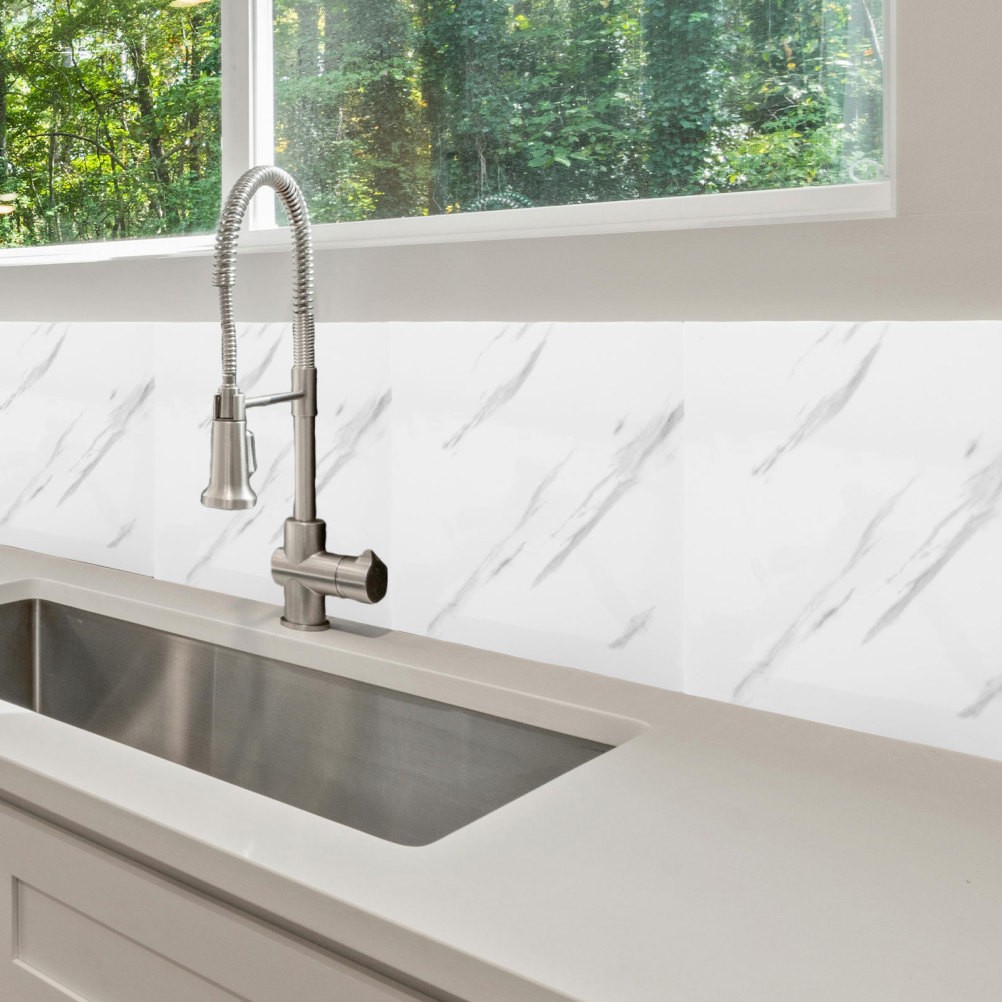 20 Pcs Self Adhesive Peel And Stick Simulated Marble Tiles For Kitchen Walls