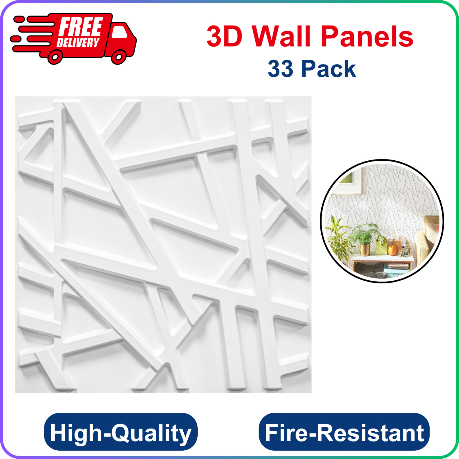 33 Pack White 3D Wall Panels 12"x12" Decorative PVC Tiles, Accent Textured