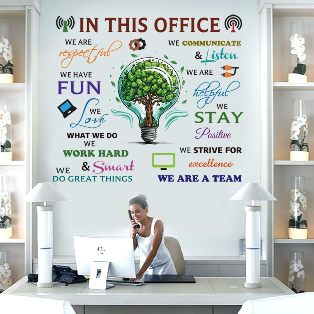 Office Inspirational Wall Decals – Positive Sayings Peel Stick Stickers, Colorfu