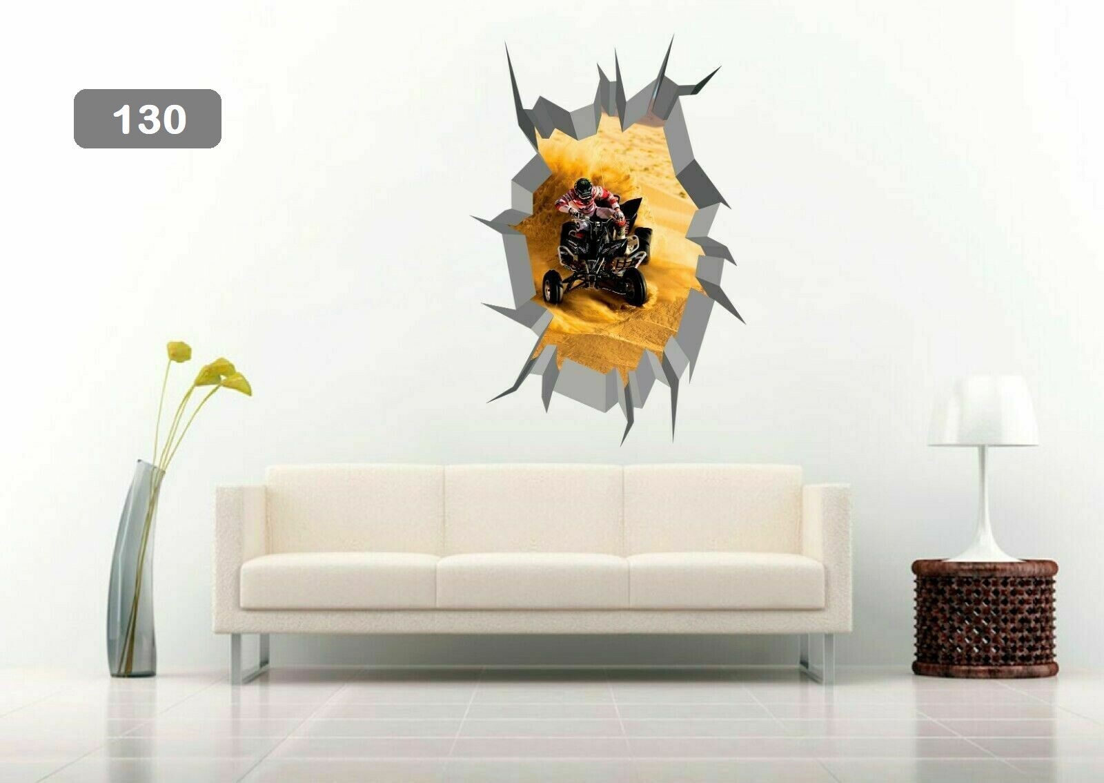ATV Quad Racing All Terrain Riding Quadricycle 3D Wall Sticker Vinyl Decal Mural
