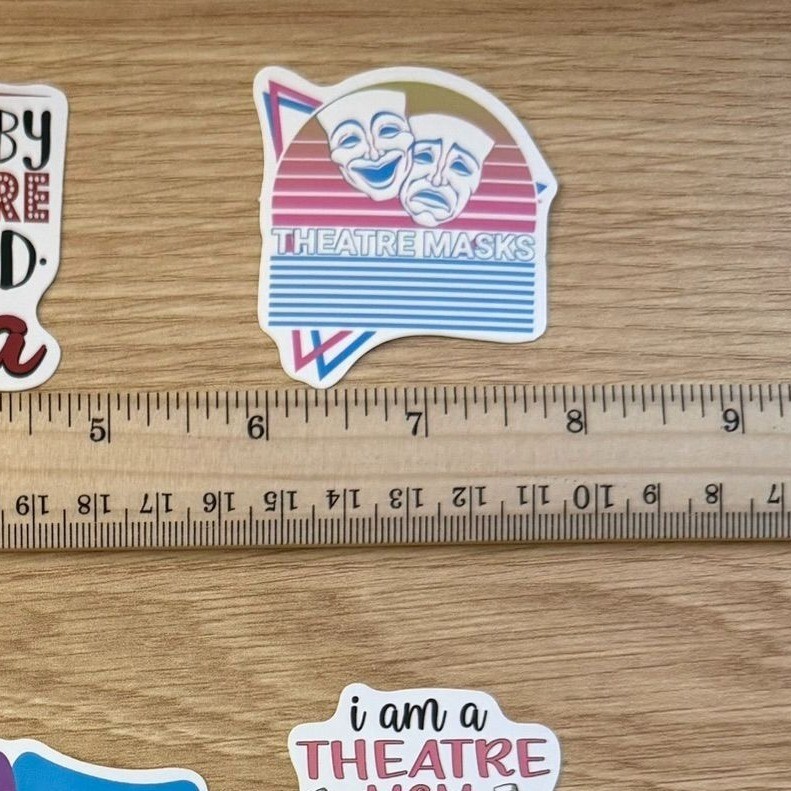 Sticker No 30 Retro Theatre Masks Theatre Sticker Vinyl Comedy Tragedy