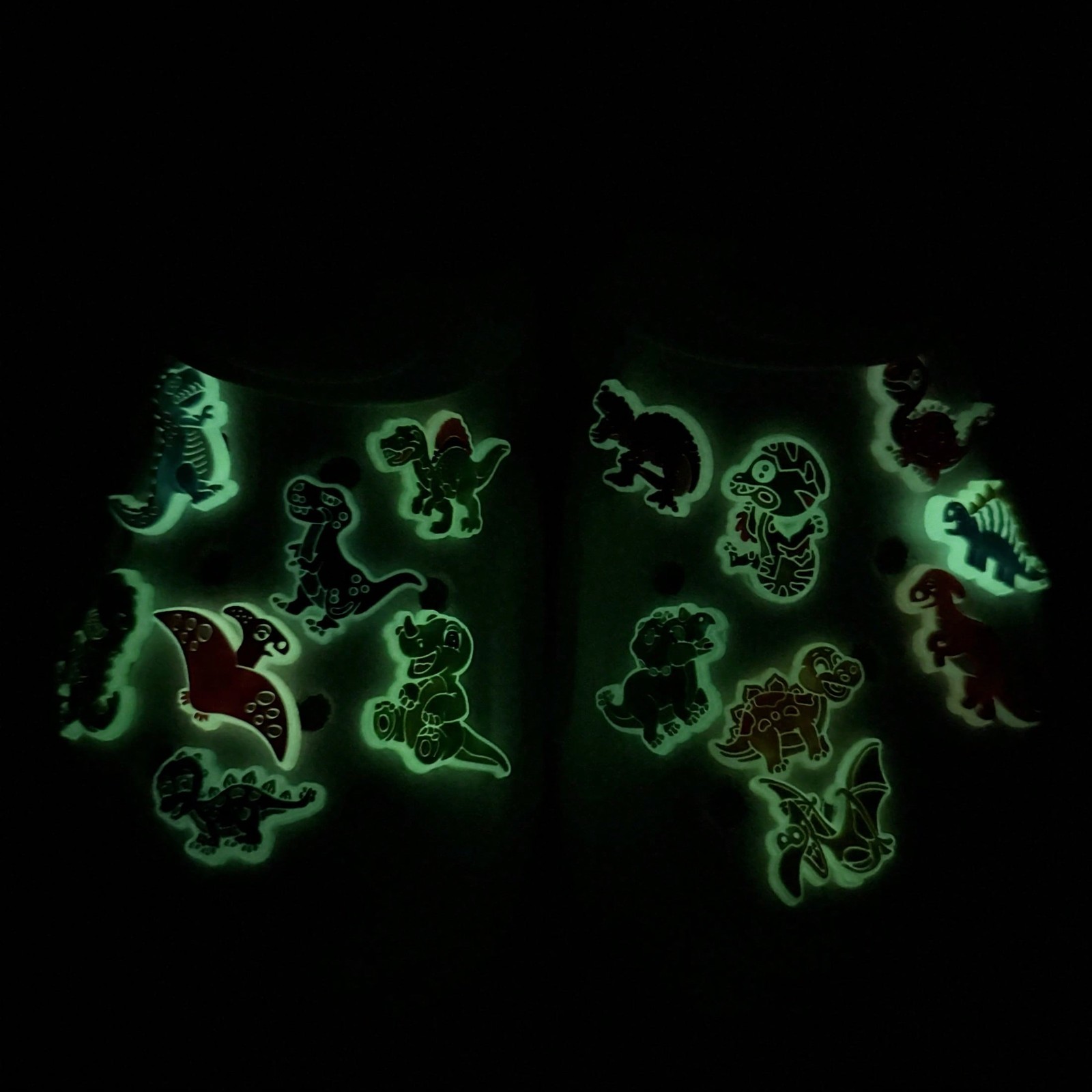 12 Multicolor Glow In Dark Dinosaur Shoe Charms For Crocs And Sandals