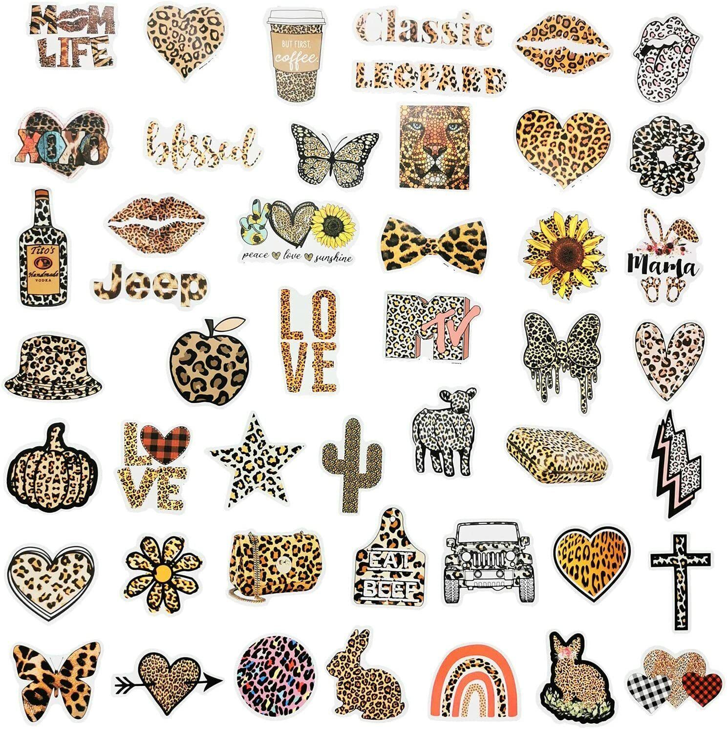 LEOPARD Tiger PRINT Stickers~Animal LIPS Hearts FLOWERS+ Vinyl Laptop Decals