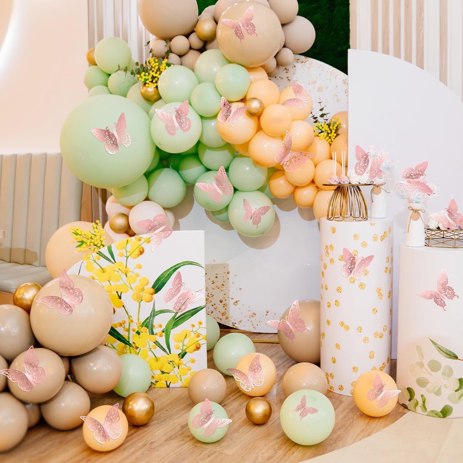 48PCS 3D Butterfly Room Wall Decor for Birthday Wedding Party Cake Decor