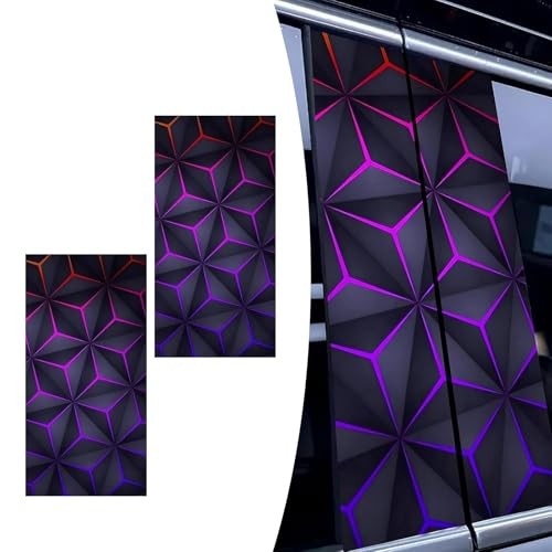 2 PCS B Pillar Sticker Decal, 9.84" ×19.6" Personalized Hexagon Geometric