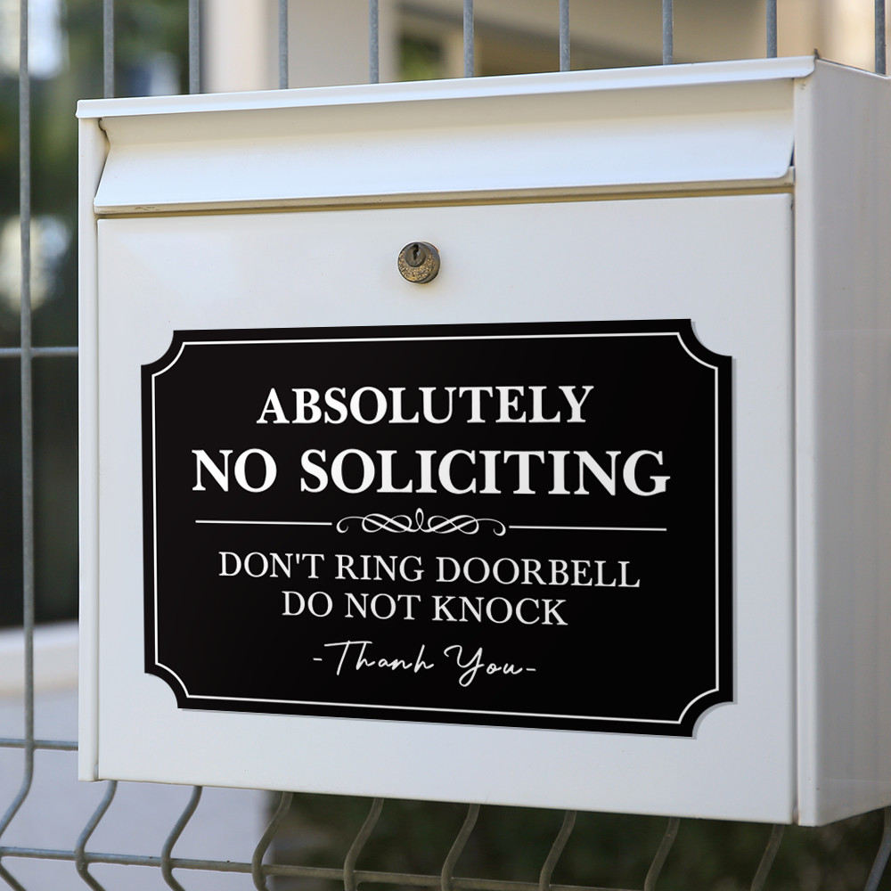 5.6"W Absolutely No Soliciting Don't Ring Doorbell Do Not Knock Vinyl Sticker