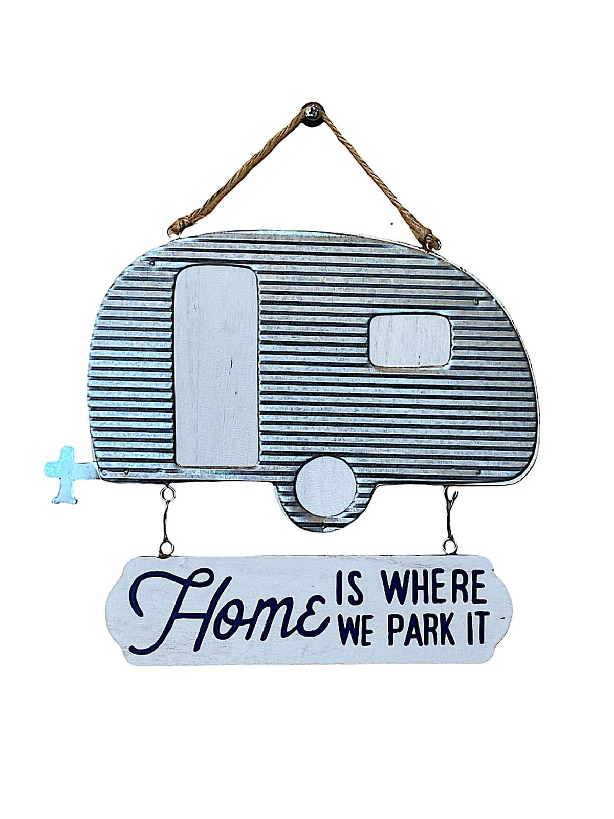 Camper RV Trailer Sign / Home Is Where We Park It / Rustic Wood Metal Outdoor…