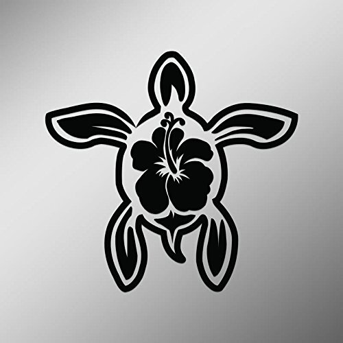 CMI DD500 Hibiscus Turtle Decal Sticker | 5.5-Inches by 5-Inches | Premium