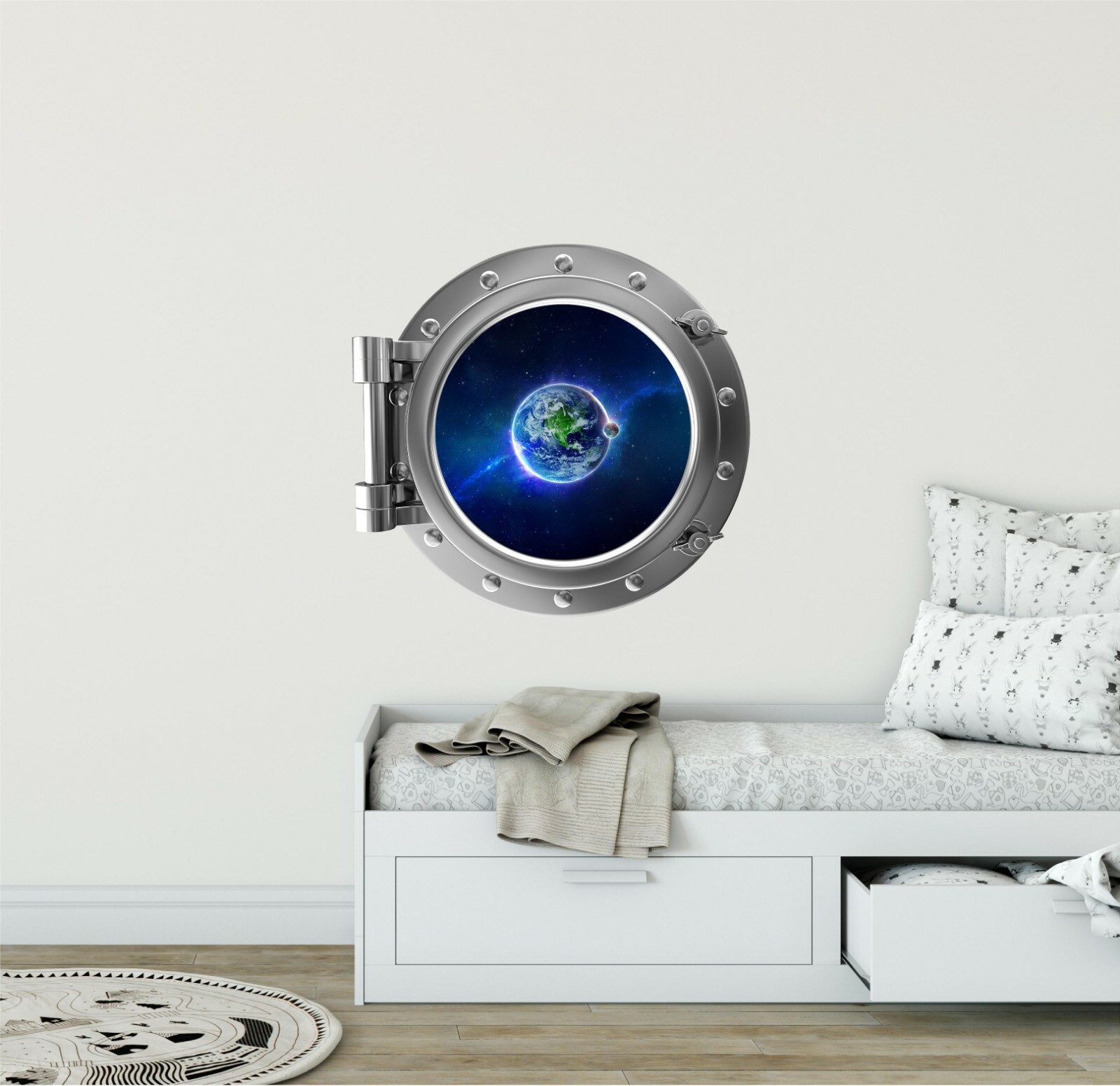 PortScape Earth #1 Space Porthole Window Wall Decal Removable Vinyl Wall Sticker