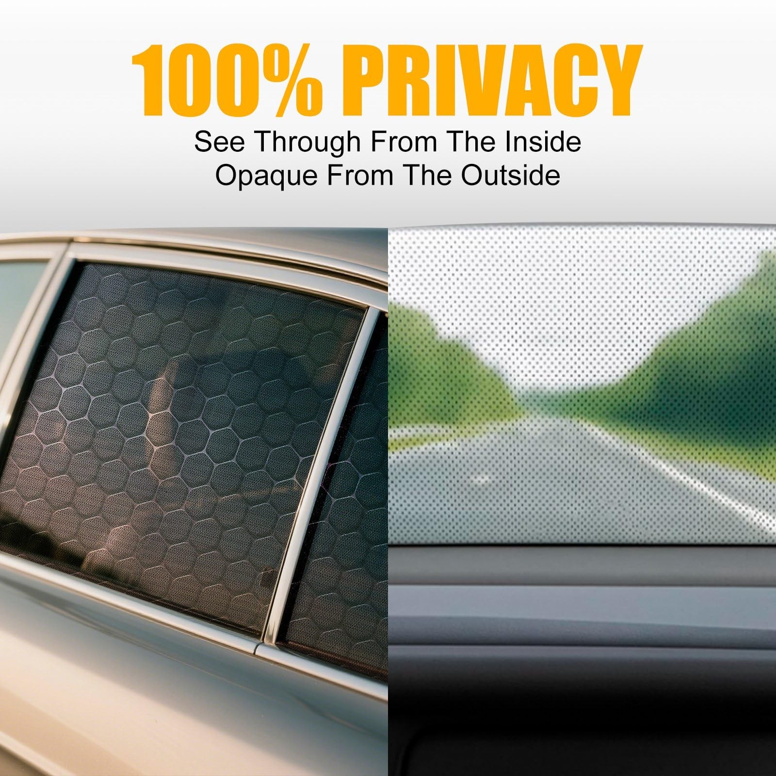2PCS Car Rear Side Window Stickers – 35″×17″, Honeycomb Pattern PVC -Way Priv…