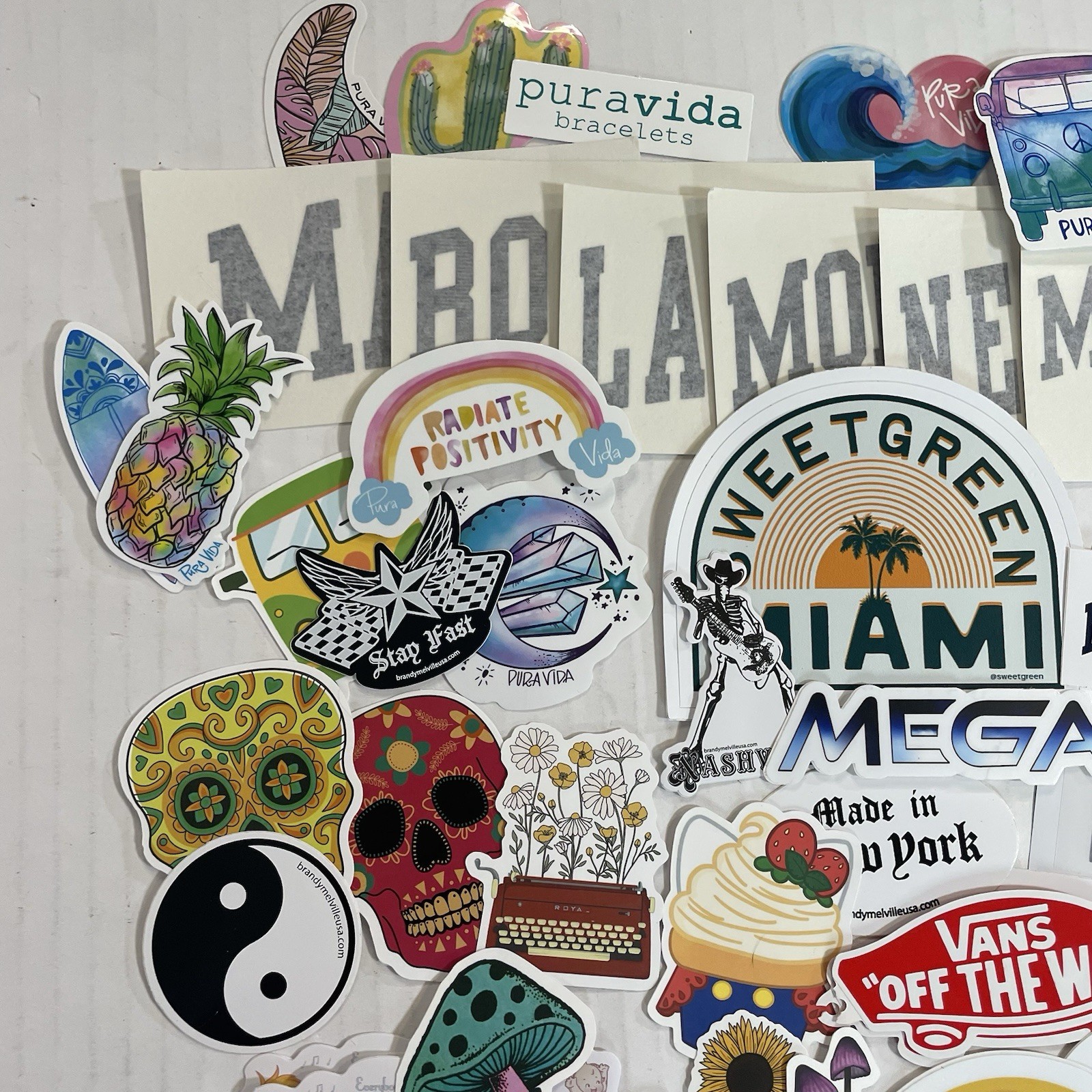 Trending Brands Stickers Assorted 120+ Brandy Melville Pura Vida Olipop Food
