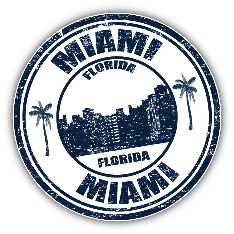 Miami Florida USA Grunge Rubber Stamp Car Bumper Sticker Decal