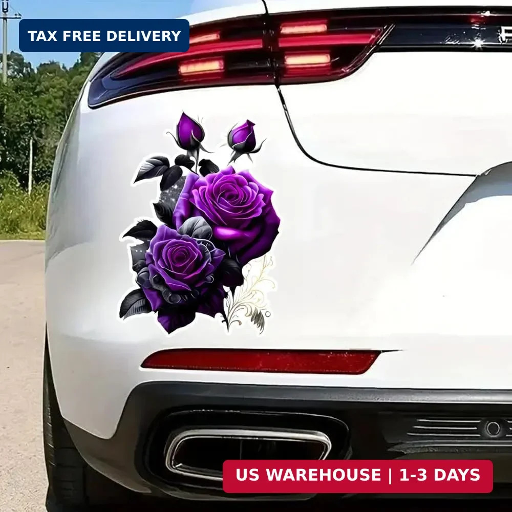 2x Purple Rose Flower Vinyl Decal 4.3×5.9" Car Window Auto Exterior Accessory