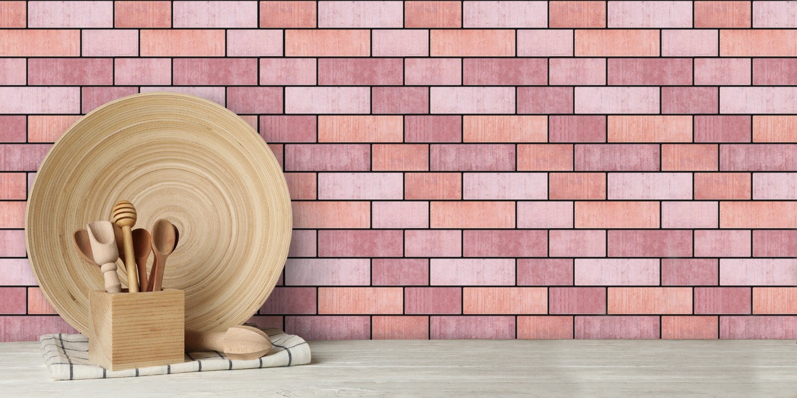 Pink Pastel Subway Textured Peel And Stick Self Adhesive Wall Tile- Style 69