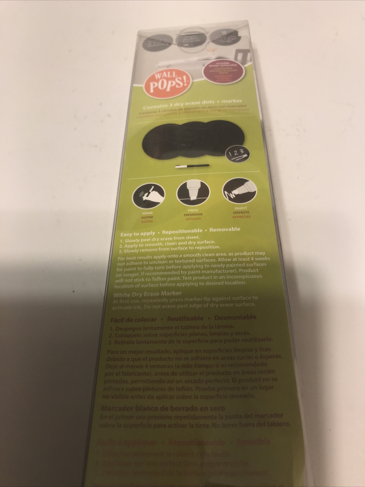 Wall Pops WPE0974 Charcoal Black Dry Erase Dots Decal three 13in x 13in decals