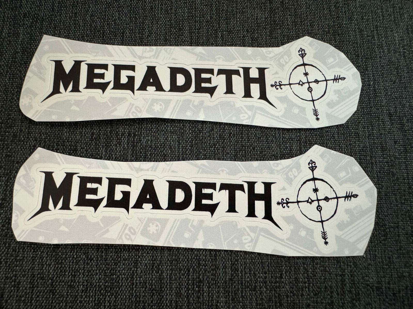 Lot of 2 MEGADETH 1 1/4" x 5" Band Logo STICKERS Fast! FREE SHIP! Mustaine
