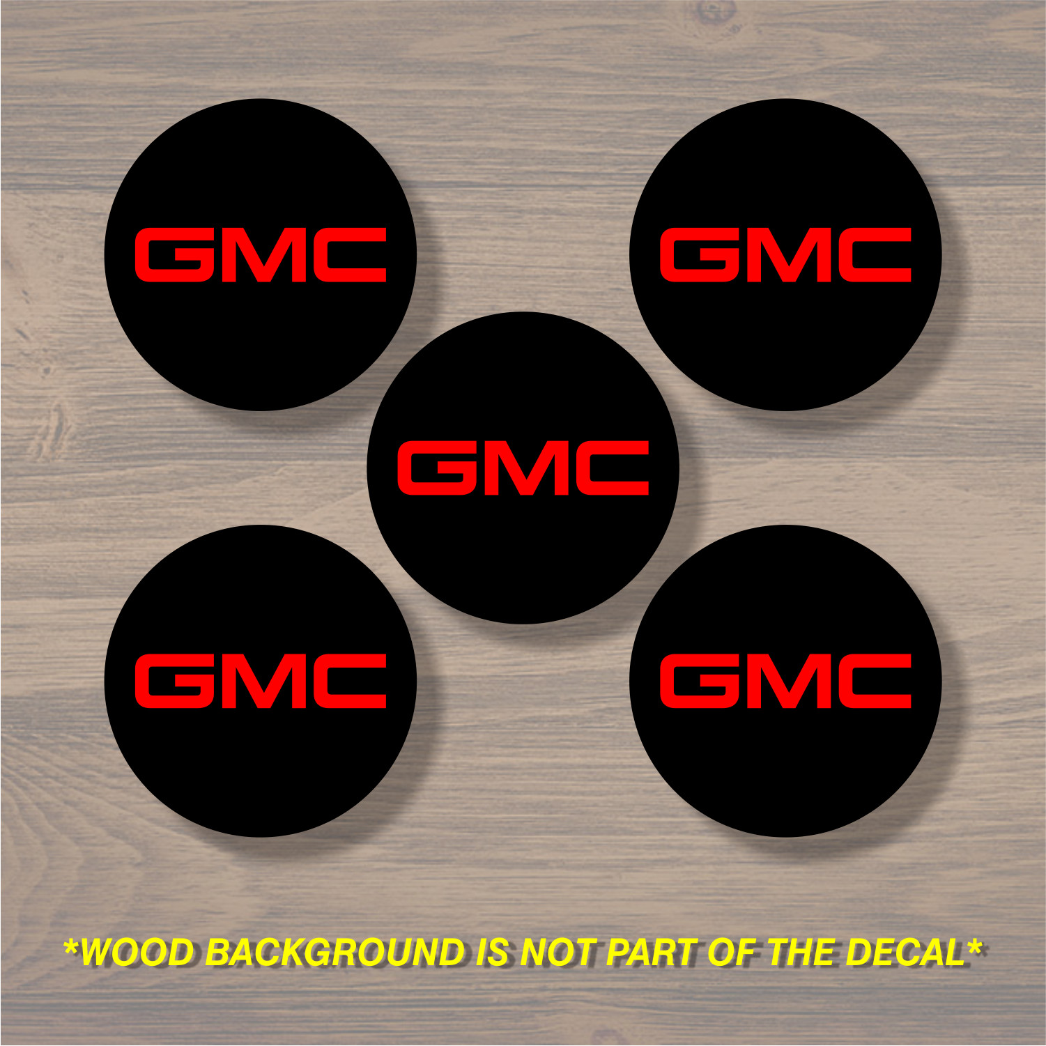 GMC Wheel Center Cap Overlay x5, Vinyl Decal Sticker