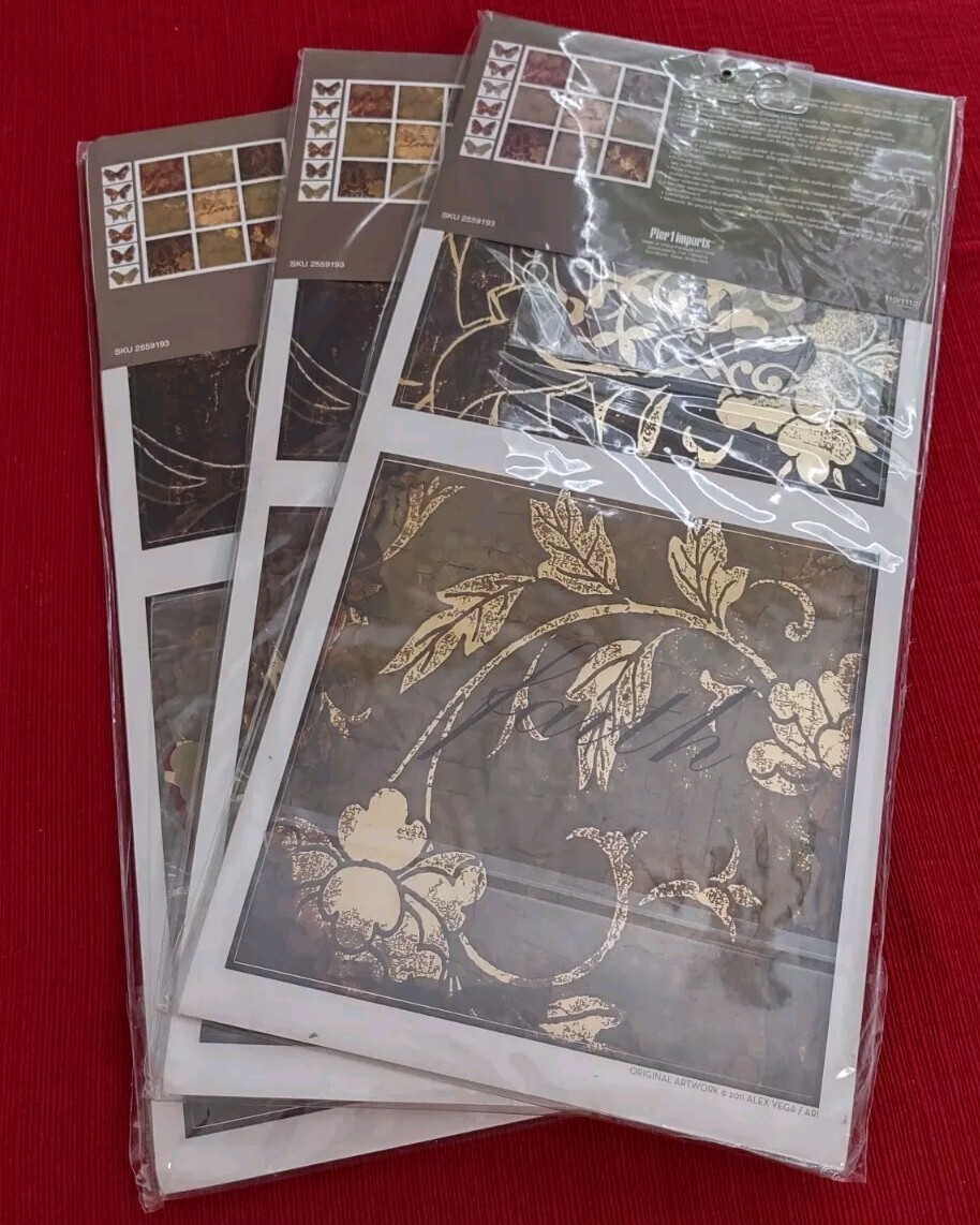 3 Pier 1 Imports Butterfly/Floral Peel & Stick Wall Applique (15) Each Brand New