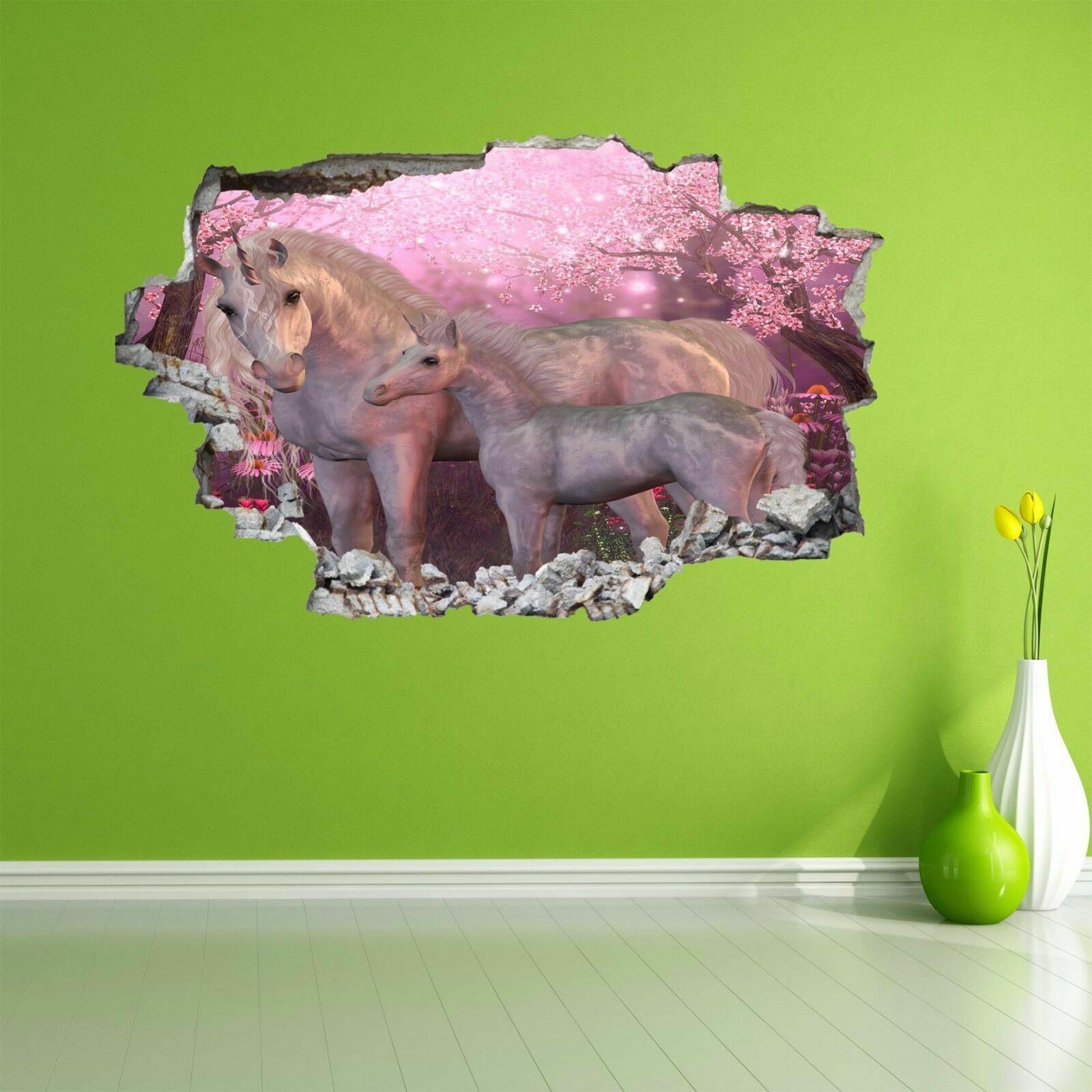 Unicorns Fairy Tale Magical Fairyland Fantasy Wall Sticker Mural Decal Kids AZ22