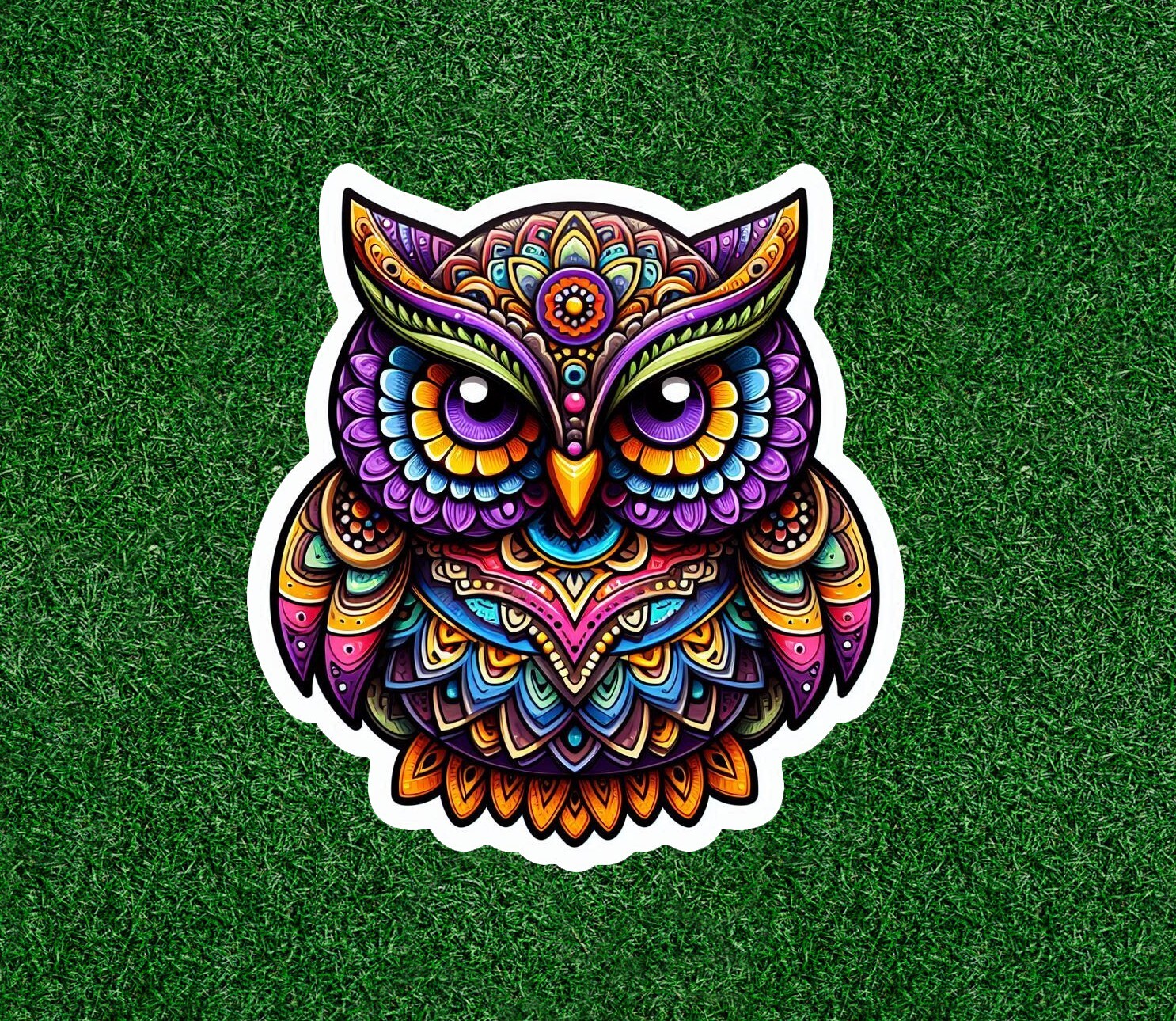 Colorful owl in a mandala design vinyl decal sticker – many sizes available
