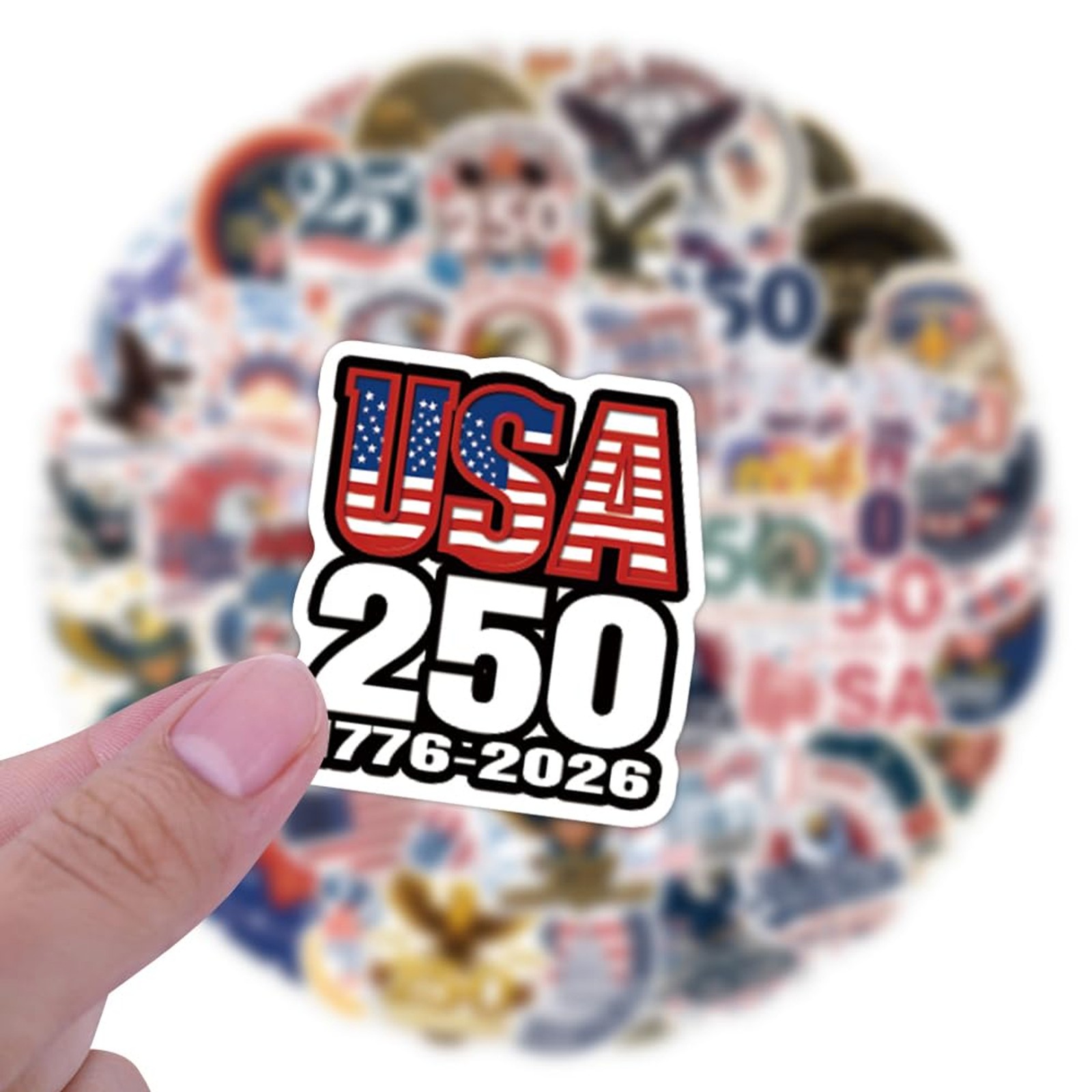 110PC 250 Anniversary USA Patriotic Vinyl Stickers Set Weather Resistant Laptop