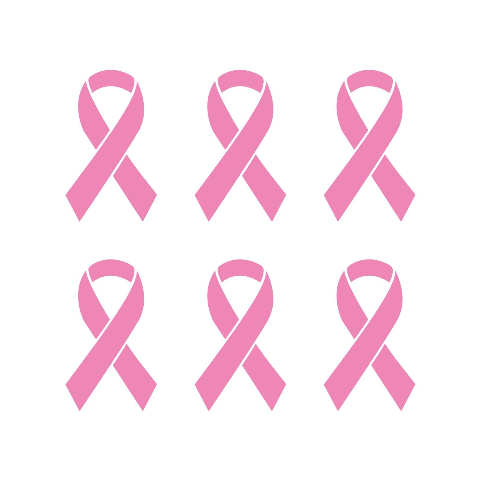 Set of 6 Breast Cancer Ribbon Vinyl Decal Car Window Cancer Awareness Sticker