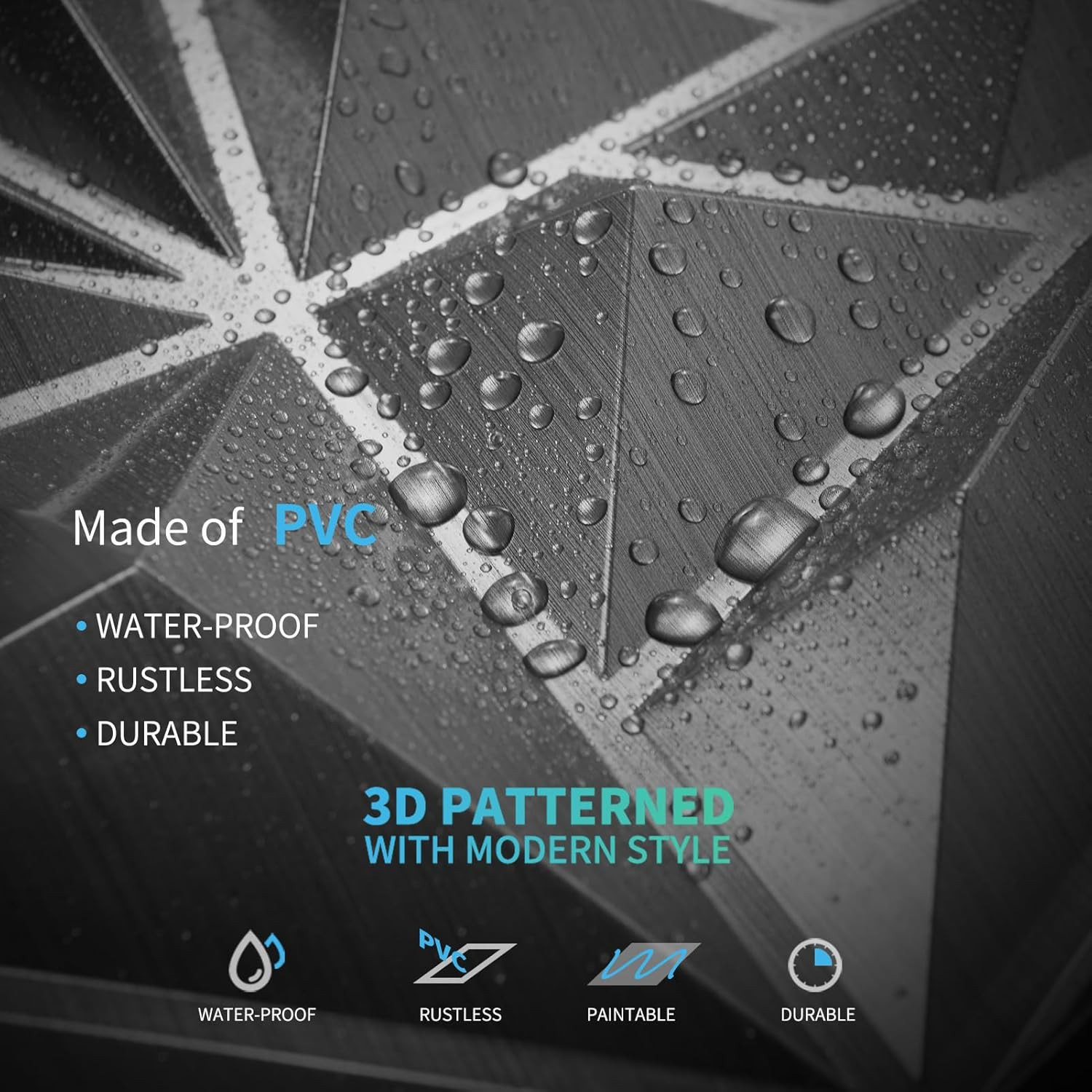33-Pack 3D Diamond Wall Panels – Silver for Gaming & Living Room Decor