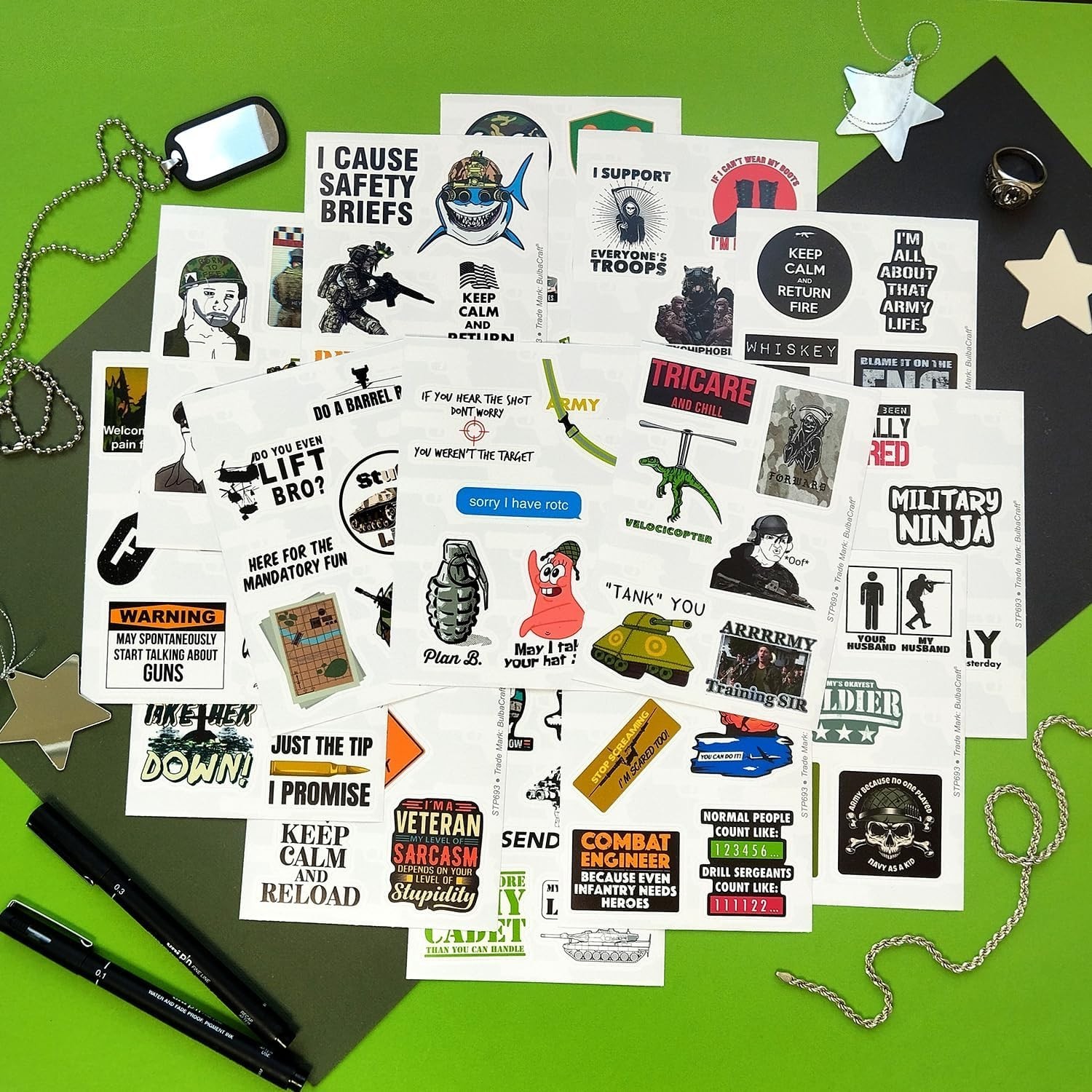100Pcs Funny Army Stickers and Decals — Small Vinyl Military Stickers and Dec…