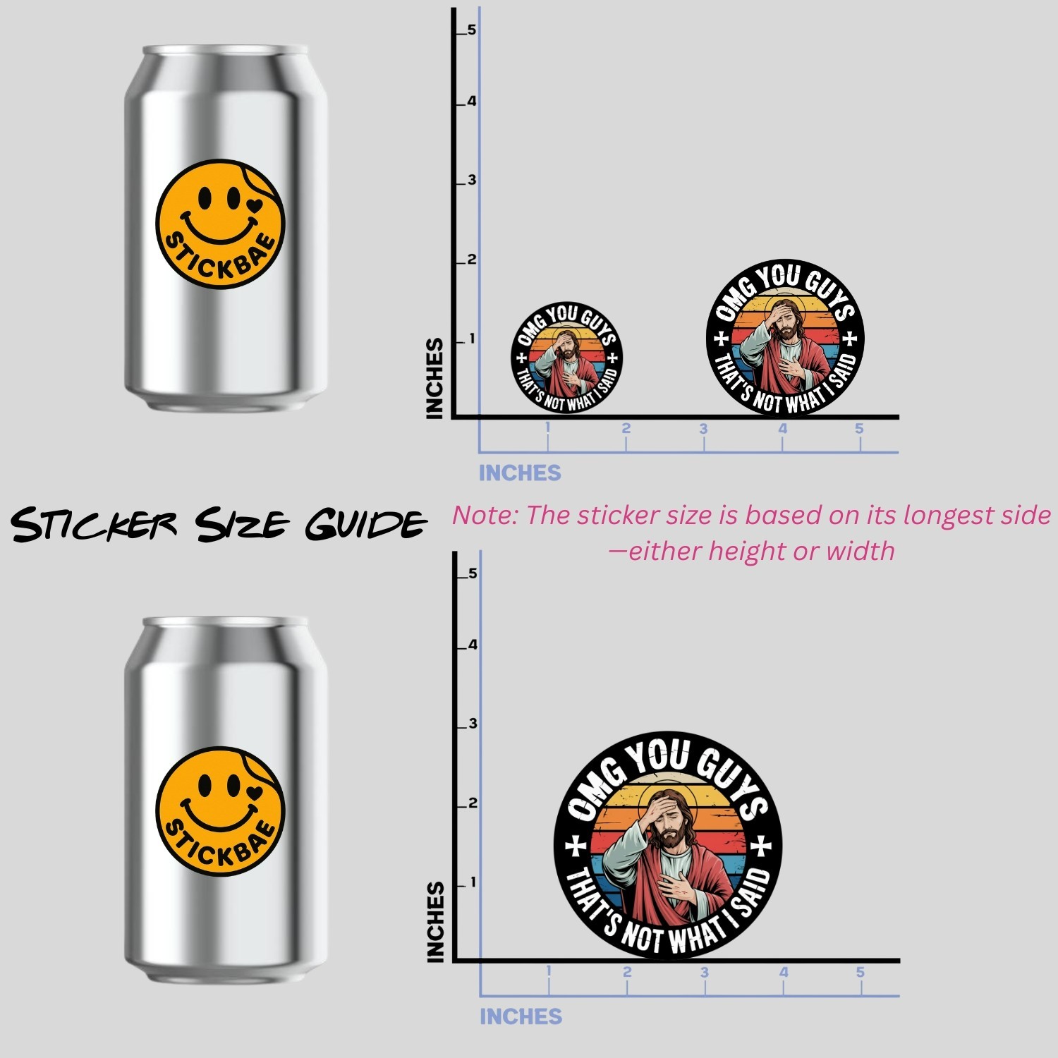 4PCS Funny Religious Meme Stickers Retro Color Vinyl Decal Gift Set