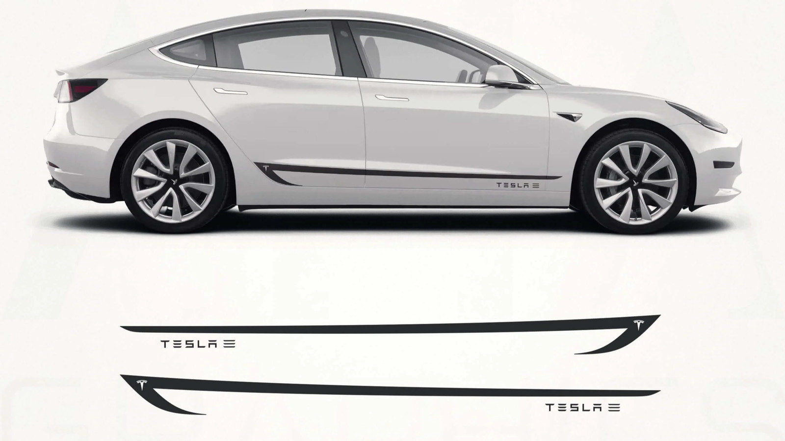 Aftermarket Tesla Model 3 Side Stripe Graphics (2017–2024) – Premium Vinyl Rocke