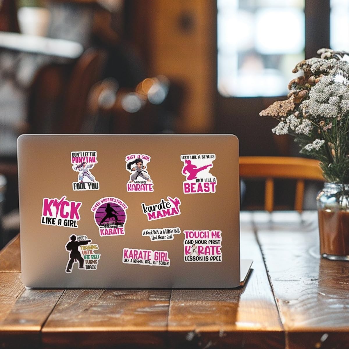 10pcs Karate Girl Sticker, Karate Power, MMA Karate Decal for Karate Fighter