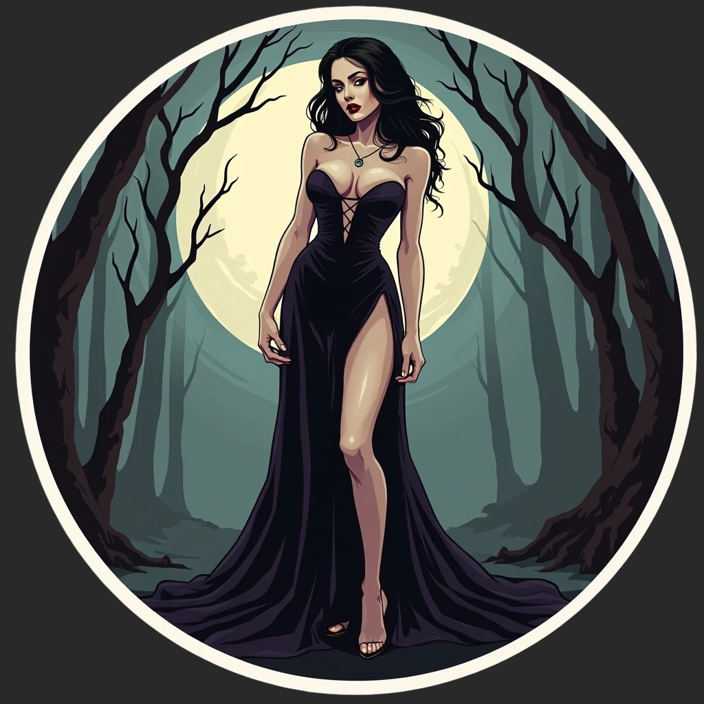 Pinup girl sticker vinyl decal gothic woman hourglass figure dark fantasy art