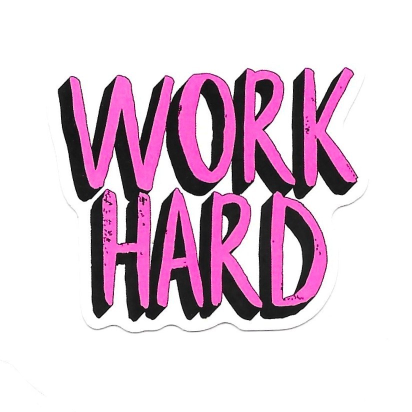 Work Hard Vinyl Sticker Motivational 3D Typography Decal Office Hustle Art