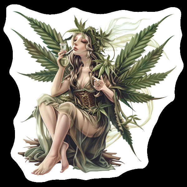 Marijuana Fairy Vinyl Sticker Weatherproof Stoner Gift 420 Weed Decal Fairycore