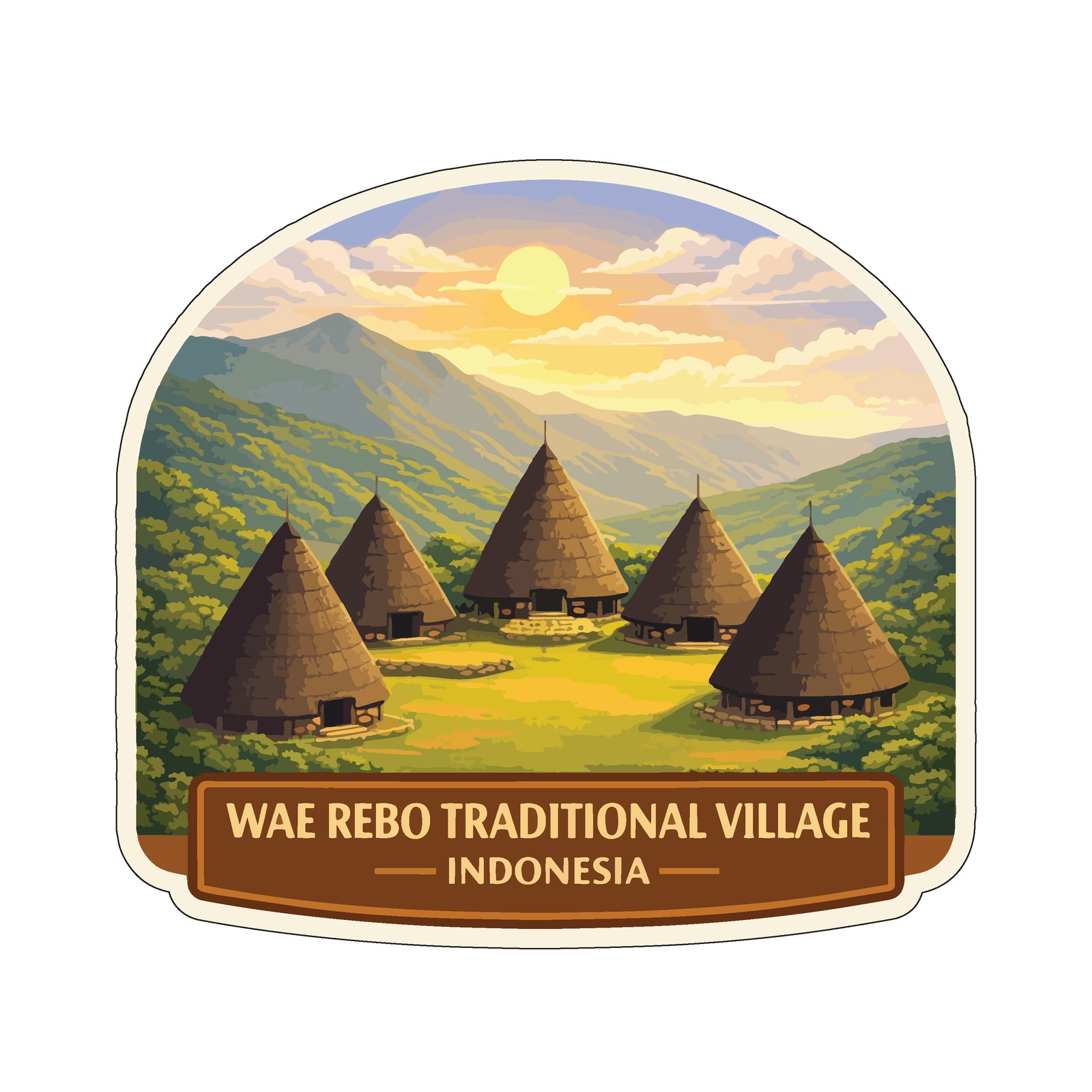 Wae Rebo Traditional Village Indonesia Sticker Decal Vinyl Die-Cut Heritage