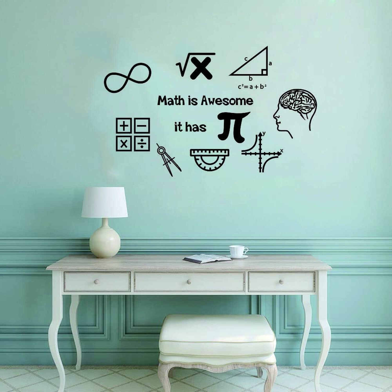 Math Wall Decal Math is Awesome Removable Vinyl Stickers Classroom Students M…