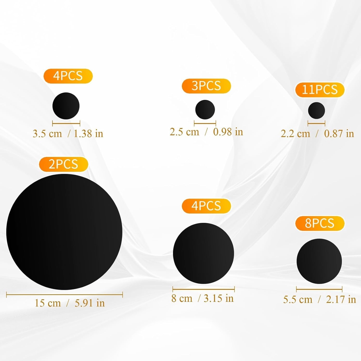 Modern Black Acrylic Round Mirror Wall Decals – 32 Pcs for Bright Living Spaces