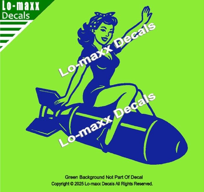 WW II Hot Sexy Girl Bomb Nose Art Decal Die Cut Vinyl Sticker Multi Size/Color